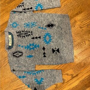 Le Tigre Gray Crewneck with Black and Blue Patterns